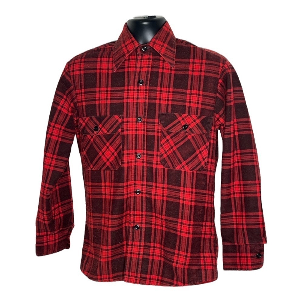 Sears Plaid Button Down Flannel Shirt